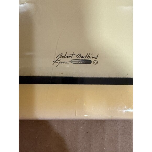 ROBERT REDBIRD JR "THE WATER WOMAN" ACRYLIC ART OVER WOOD - Picture 5 of 9